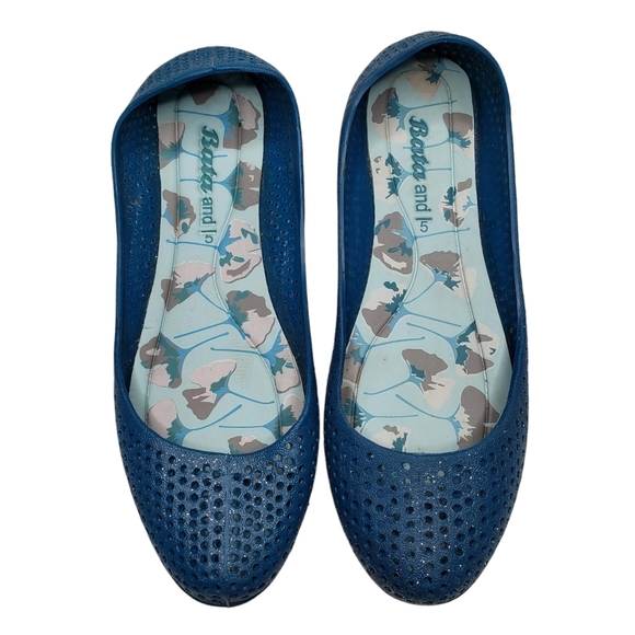 Bata Sandak | Sparkle Blue Glitter Jelly Slip On Round Toe Flats Women's 5 - Picture 1 of 12